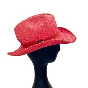 Sermoneta Accessories Western Summer Sun 100% Paglia Straw Orange Red Hat
